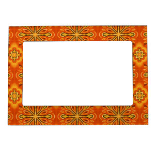 Orange Boho Abstract Flower Pattern Decorative Magnetic Frame