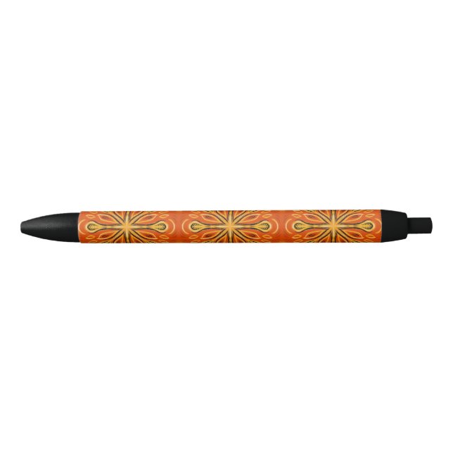 Orange Boho Abstract Flower Pattern Decorative Pen (Front)