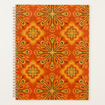 Orange Boho Abstract Flower Pattern Decorative