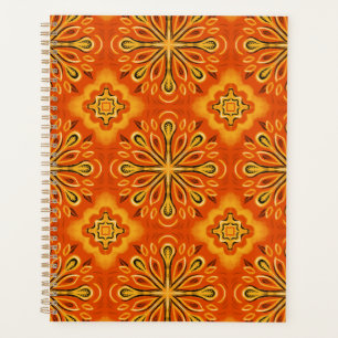 Orange Boho Abstract Flower Pattern Decorative Planner