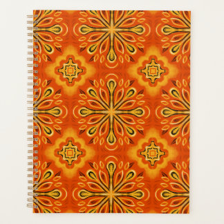 Orange Boho Abstract Flower Pattern Decorative Planner