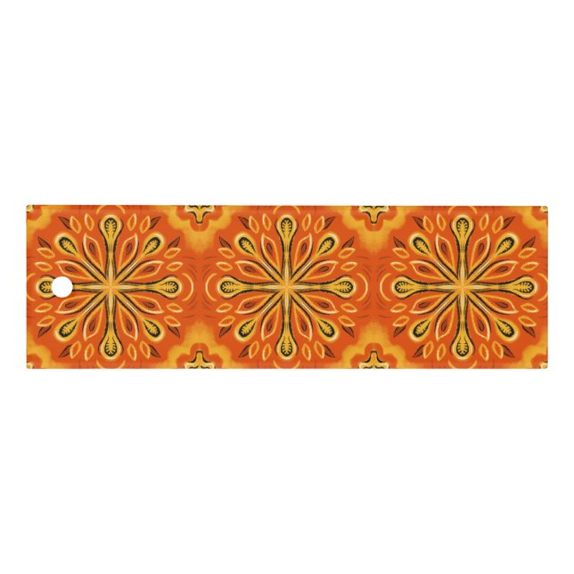 Orange Boho Abstract Flower Pattern Decorative Ruler (Front)