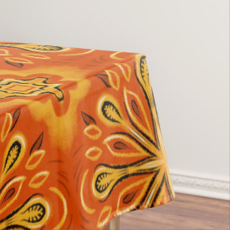 Orange Boho Abstract Flower Pattern Decorative Tablecloth