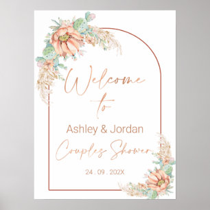 Orange Boho Cactus Couples Shower Welcome Sign