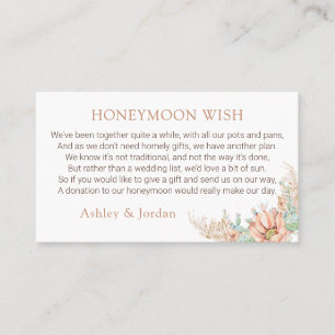 Orange Boho Cactus Honeymoon Fund Enclosure Card