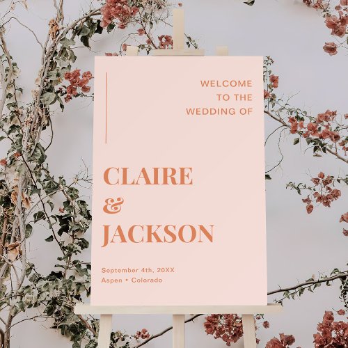 Orange Boho Disco Wedding Welcome Sign