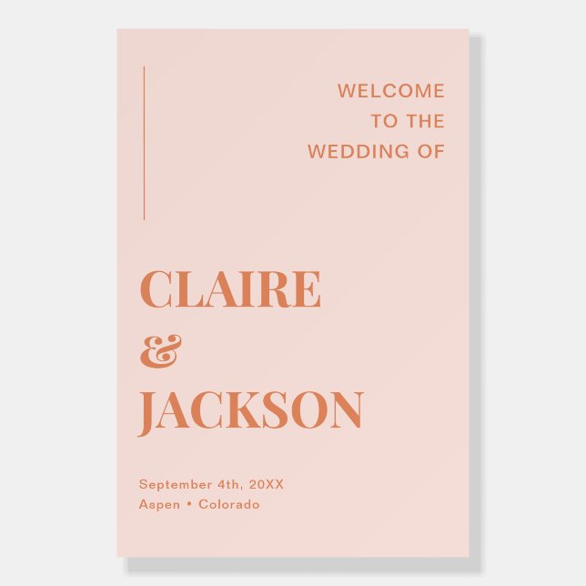 Orange Boho Disco Wedding Welcome Sign (Front)