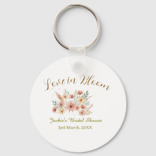 Orange boho love in Bloom bridal shower name retro Keychain
