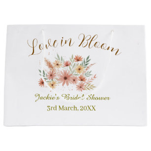 Orange boho love in Bloom bridal shower name retro Large Gift Bag
