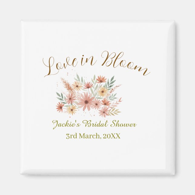 Orange boho love in Bloom bridal shower name retro Magnet (Front)