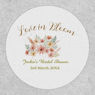 Orange boho love in Bloom bridal shower name retro Patch