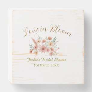 Orange boho love in Bloom bridal shower name retro Wooden Box Sign