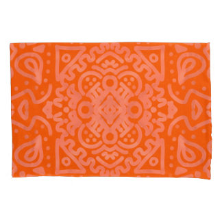 Orange Boho Pattern Pillow Case