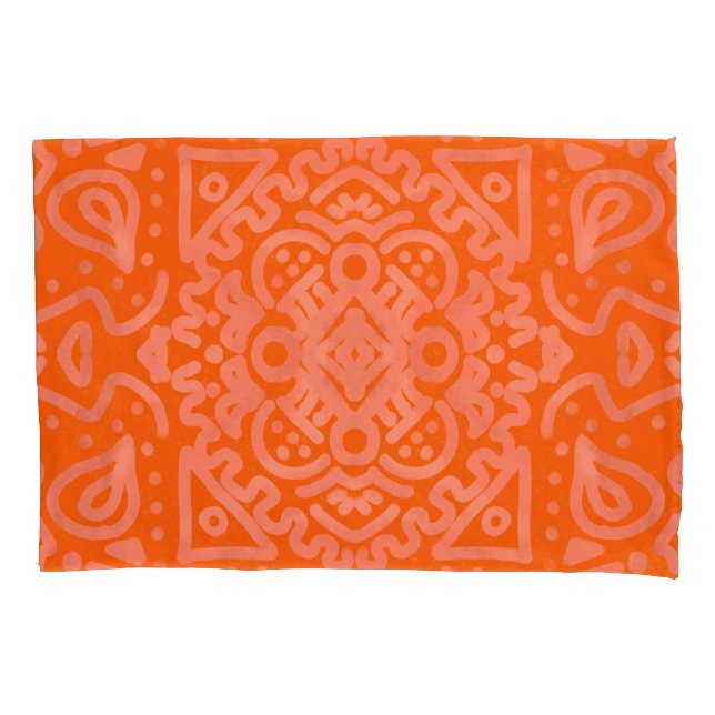 Orange Boho Pattern Pillow Case (Front)