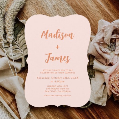 Orange Boho Retro Photo Wedding  Invitation