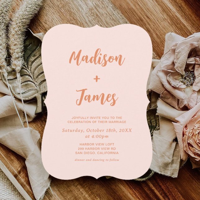 Orange Boho Retro Photo Wedding  Invitation (Creator Uploaded)
