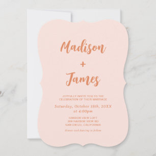 Orange Boho Retro Photo Wedding  Invitation