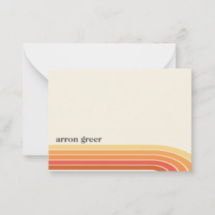 Orange Boho Retro Stripes Note Card