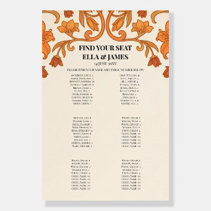 Orange Boho Wedding Seating Chart Sign