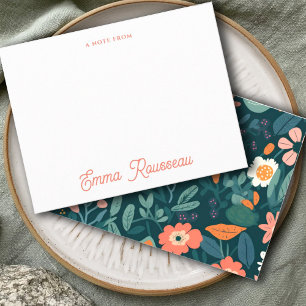 Orange Boho Wildflower Pattern Script Note From Card