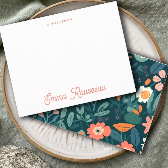 Orange Boho Wildflower Pattern Script Note From Card (Creator Uploaded)