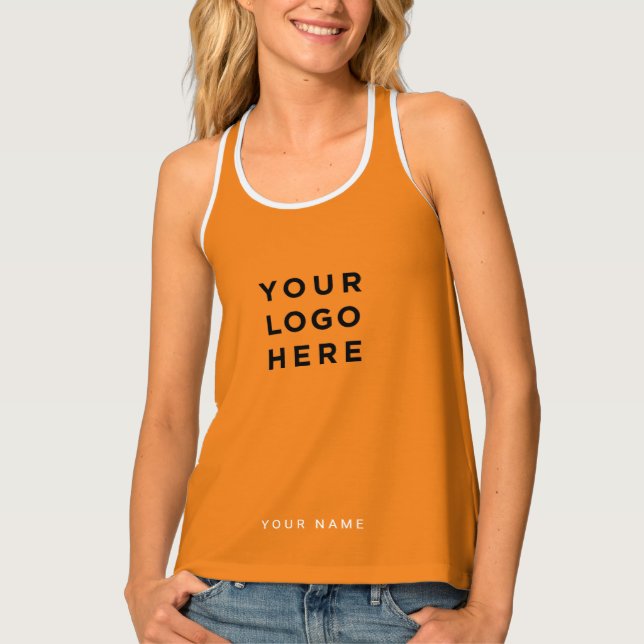 ORange Boho Yoga Tank Top | Business Logo, Name (Front)