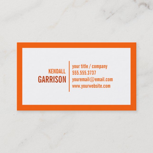 Orange Bold Border Business Card (Front)