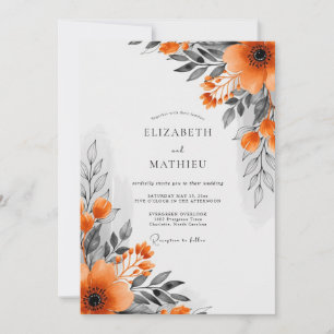 Orange Bold Botanical Fall Wedding Invitation