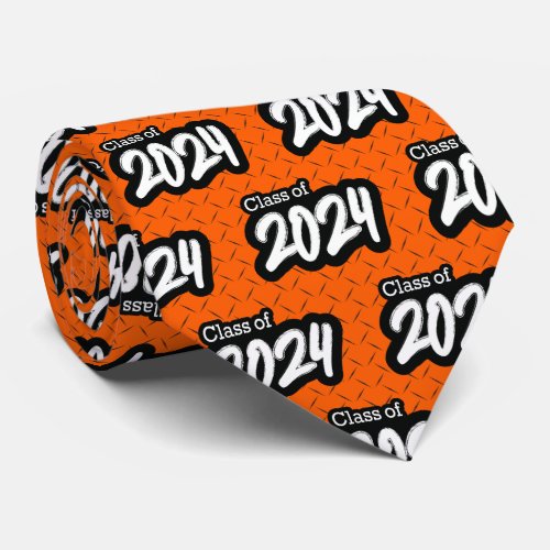 Orange Bold Brush Class of 2024 Neck Tie