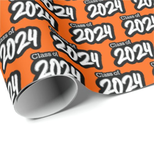 Orange Bold Brush Class of 2024 Wrapping Paper