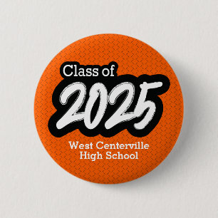 Orange Bold Brush Class of 2025 Button