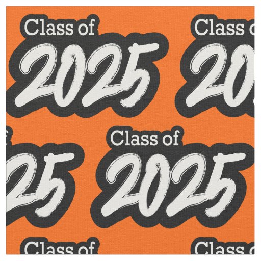 Orange Bold Brush Class of 2025 Fabric