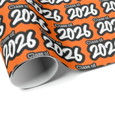 Orange Bold Brush Class of 2026 Wrapping Paper