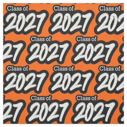 Orange Bold Brush Class of 2027 Fabric