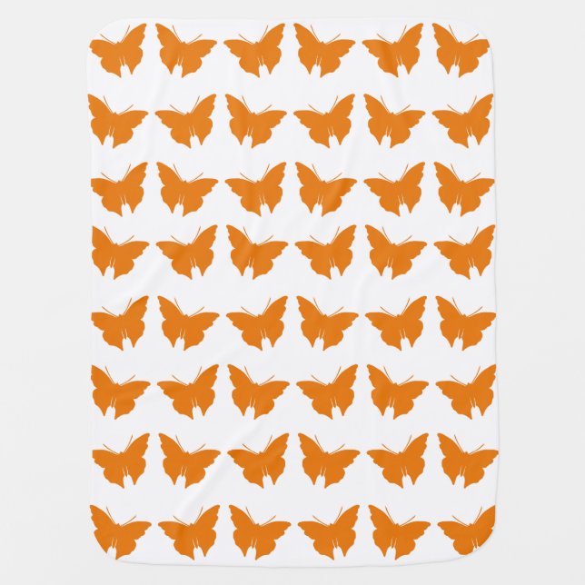 Orange Bold Butterflies Swaddle Blanket (Front)
