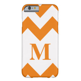Orange Bold Chevron with monogram Barely There iPhone 6 Case