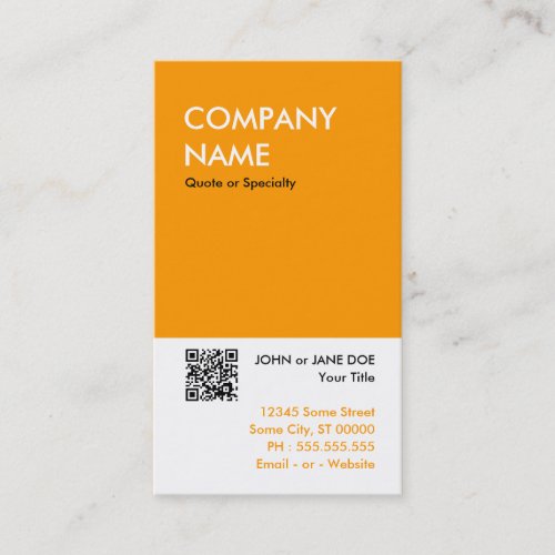 orange bold design your own QR code Business Card