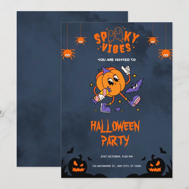 Orange Bold Halloween Party Invitation (Front/Back)