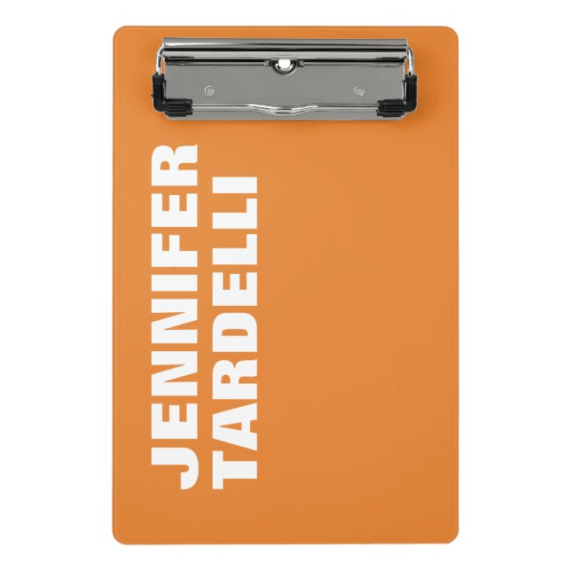 Orange Bold Minimalist Modern Elegant Professional Mini Clipboard (Front)