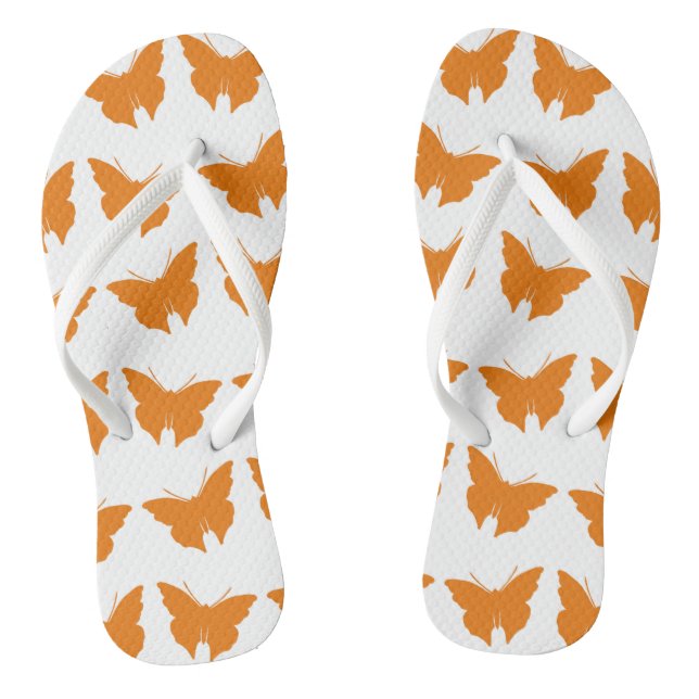 Orange Bold Mod Butterflies Flip Flops (Footbed)