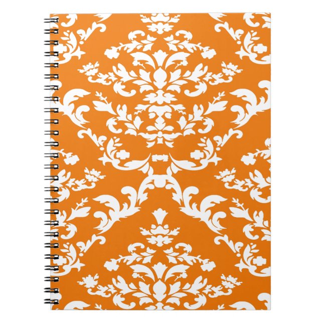 Orange Bold Mod Damask Notebook (Front)