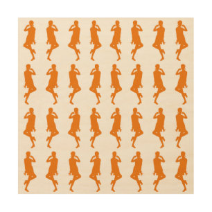 Orange Bold Mod GoGo Girls Wood Wall Art