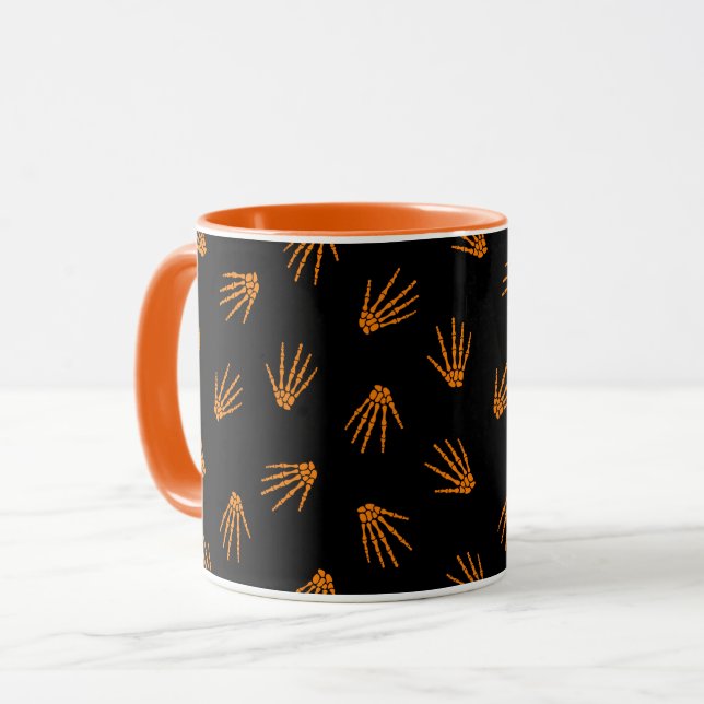 Orange Bones Elegant Vintage Halloween Mug (Front Left)