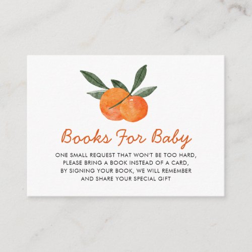 Orange Book Request Baby Shower Enclosure Card