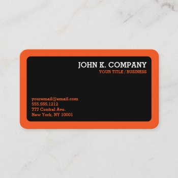Orange Border Black Modern Minimal Professional Business Card by inkbrook at Zazzle
