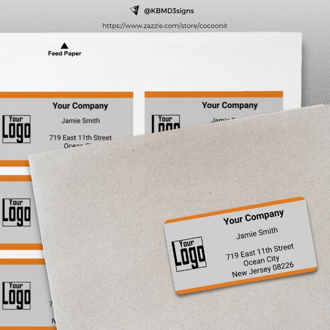 Orange Border Custom Logo Gray Company Address Label (Orange Border Custom Logo Gray Company Address Label)