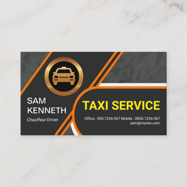 Orange Border Transport Routes Taxi Driver Business Card (Front)