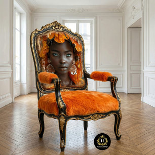 Orange Botanical African American Woman Decoupage Tissue Paper