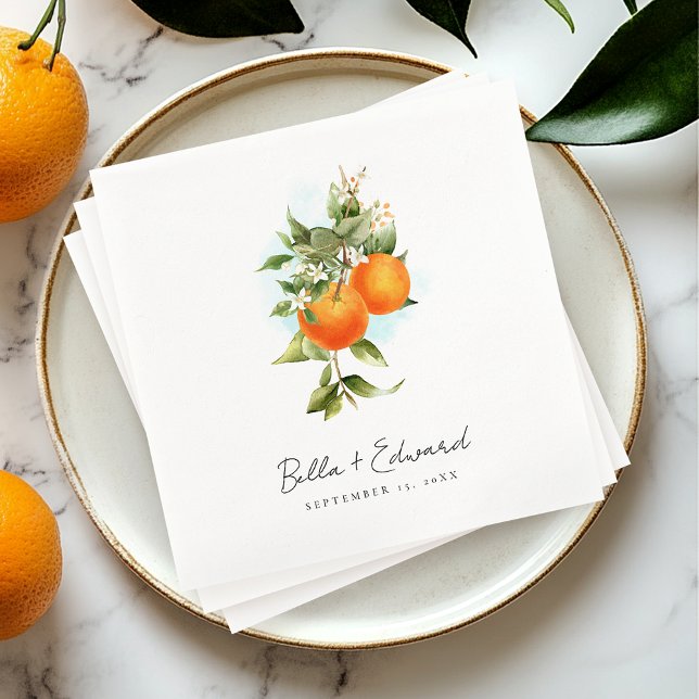 Orange Botanical Boho Wedding Napkins (Creator Uploaded)