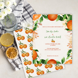 Orange Botanical Citrus Orchard Wedding Invitation